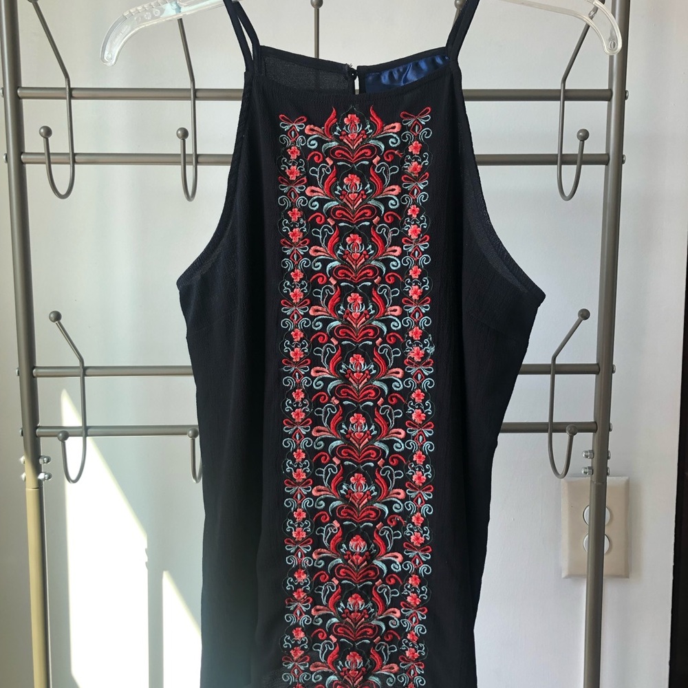 Black tank with embroidery